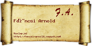 Fáncsi Arnold névjegykártya